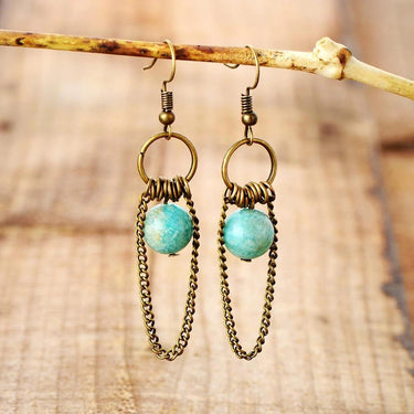 Vintage Amazonite Chandelier Drop Earrings-Your Soul Place